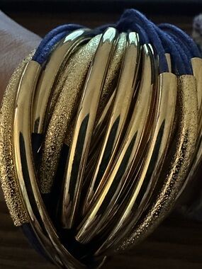 Saachi Gold-Tone Navy Multi-Strand Bracelet